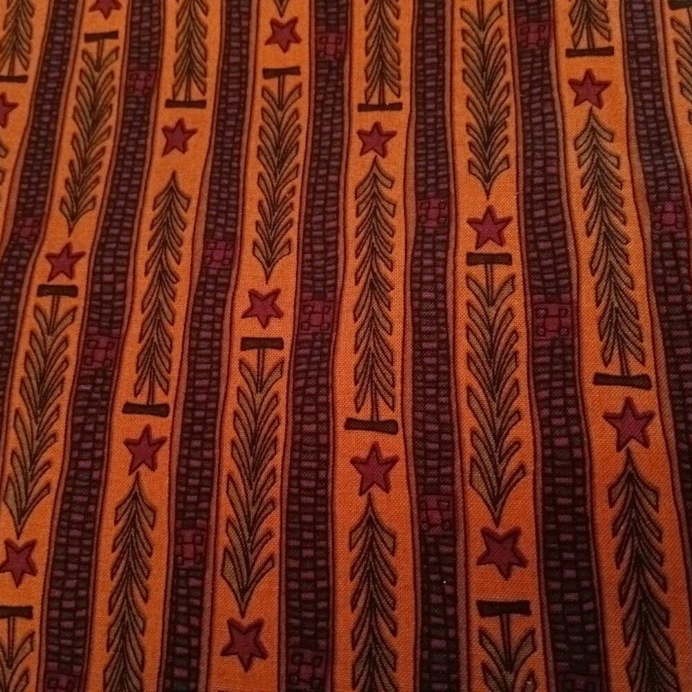 NEW HENRY FABRIC GLASS Fabric Aunt Mabel Primative Farmhouse Rust Stars 44"x50"